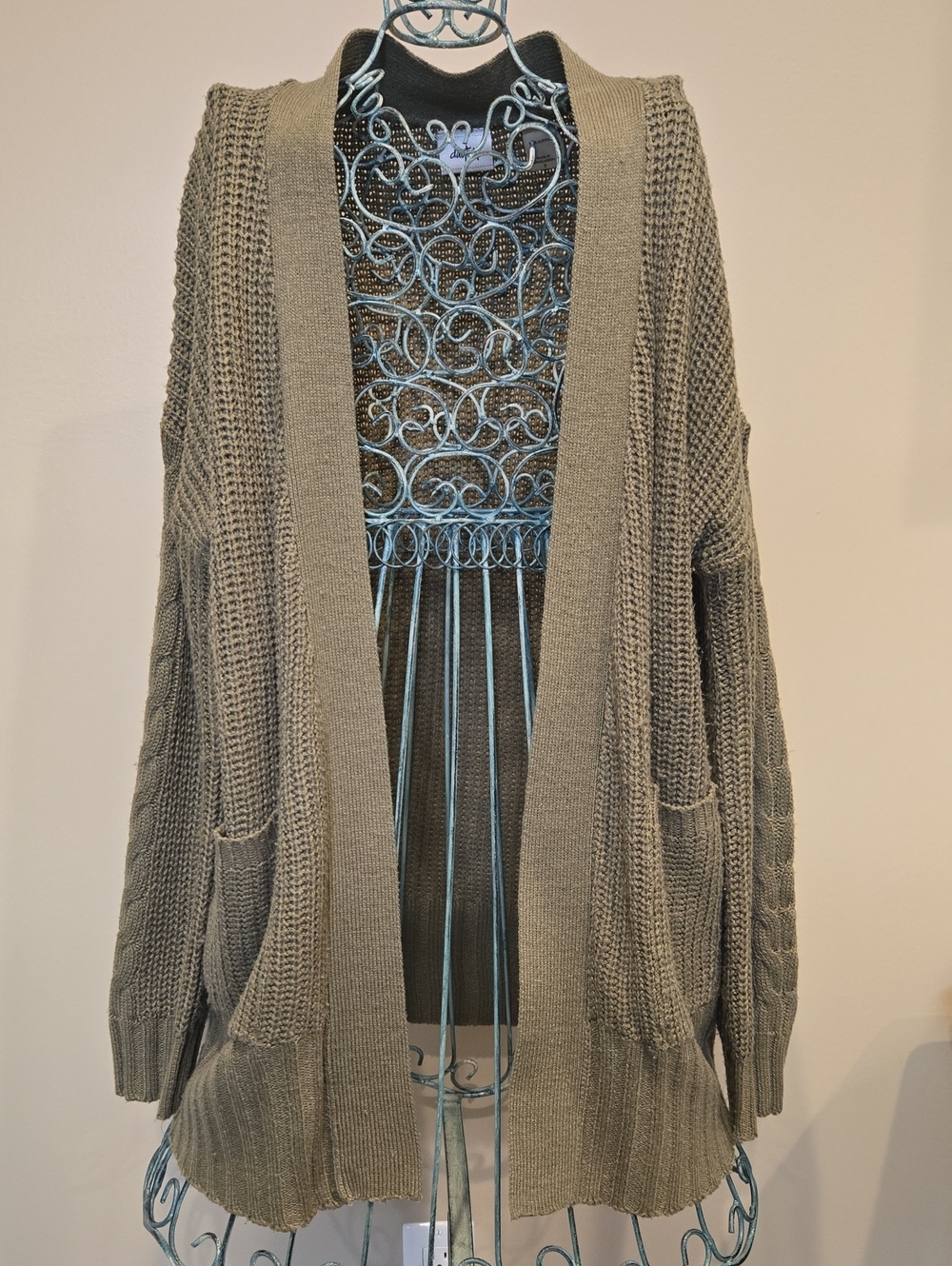 Daytrip Olive Open-Front Chunky Knit Cardigan